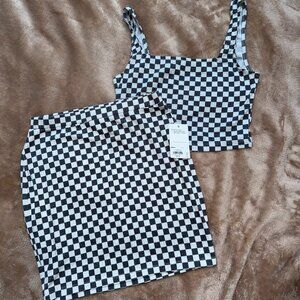 NWT Checkered Matching Tank and Skirt -- Size Small